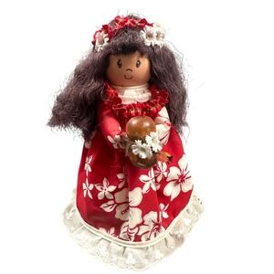 Vintage Handmade Hawaiian Hula Girl with Ipu Air Freshener Doll 7" Collectible